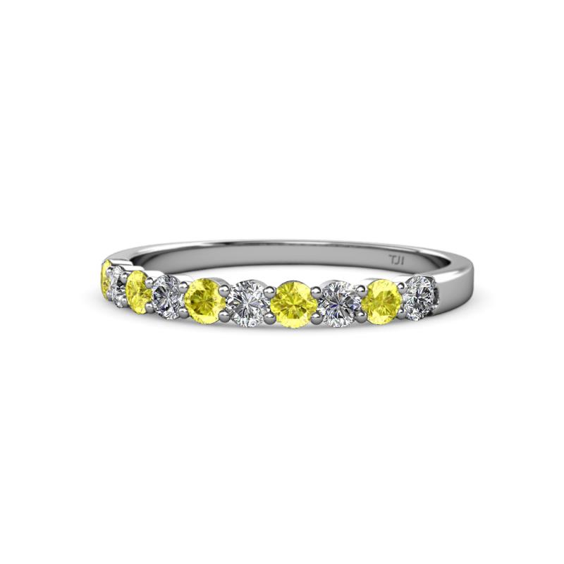 Clara 2.70 mm Yellow and White Diamond 10 Stone Wedding Band 
