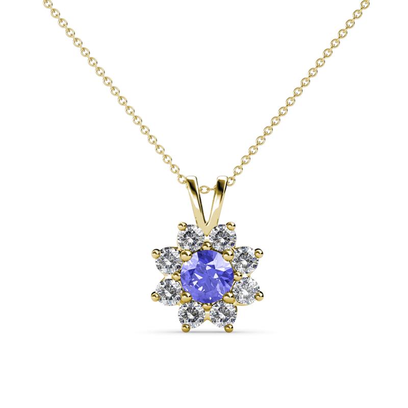 Ianthe Tanzanite and Diamond Floral Halo Pendant 