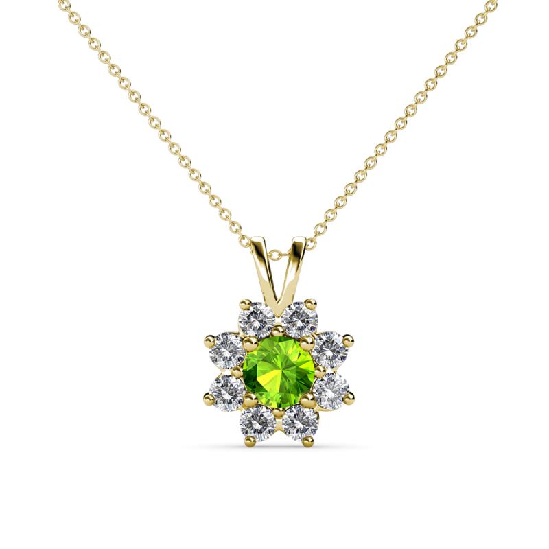 Ianthe Peridot and Diamond Floral Halo Pendant 