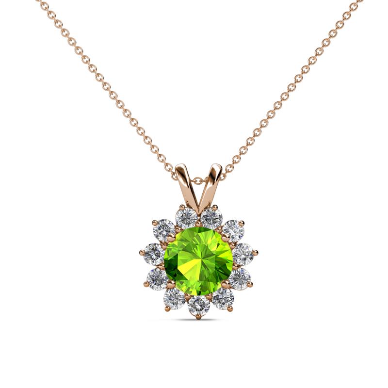 Megan Peridot and Diamond Floral Halo Pendant 