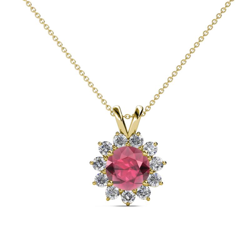 Megan Rhodolite Garnet and Diamond Floral Halo Pendant 