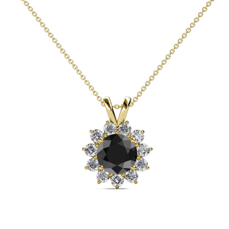 Megan Black and White Diamond Floral Halo Pendant 