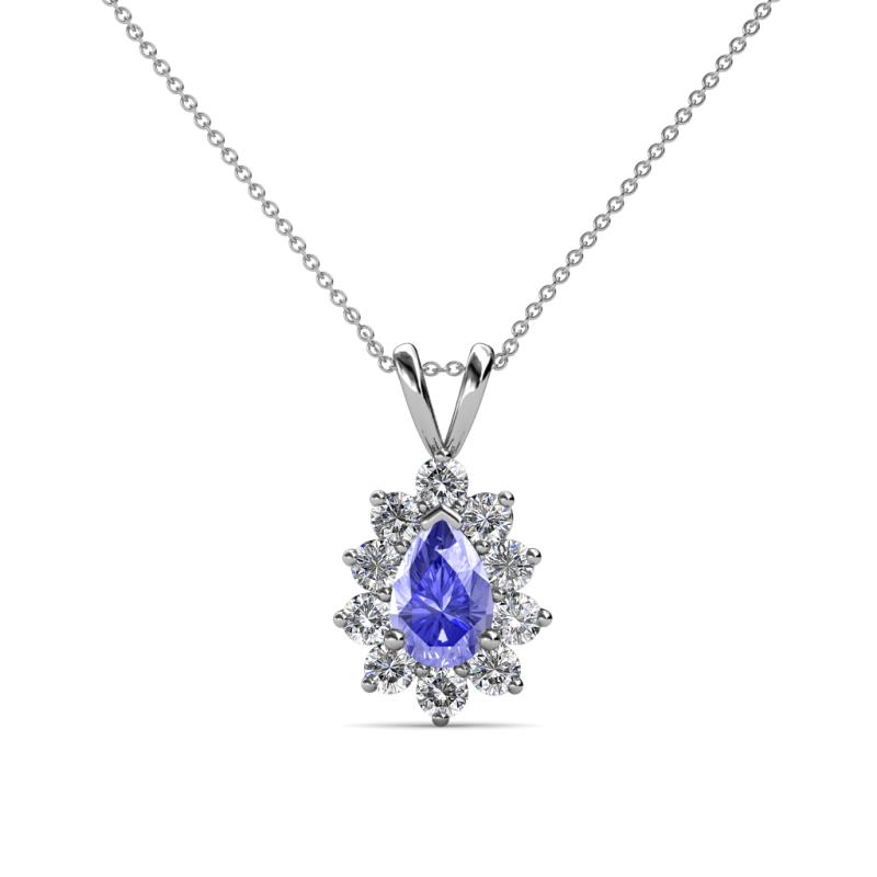 Giselle Tanzanite and Diamond Halo Pendant 