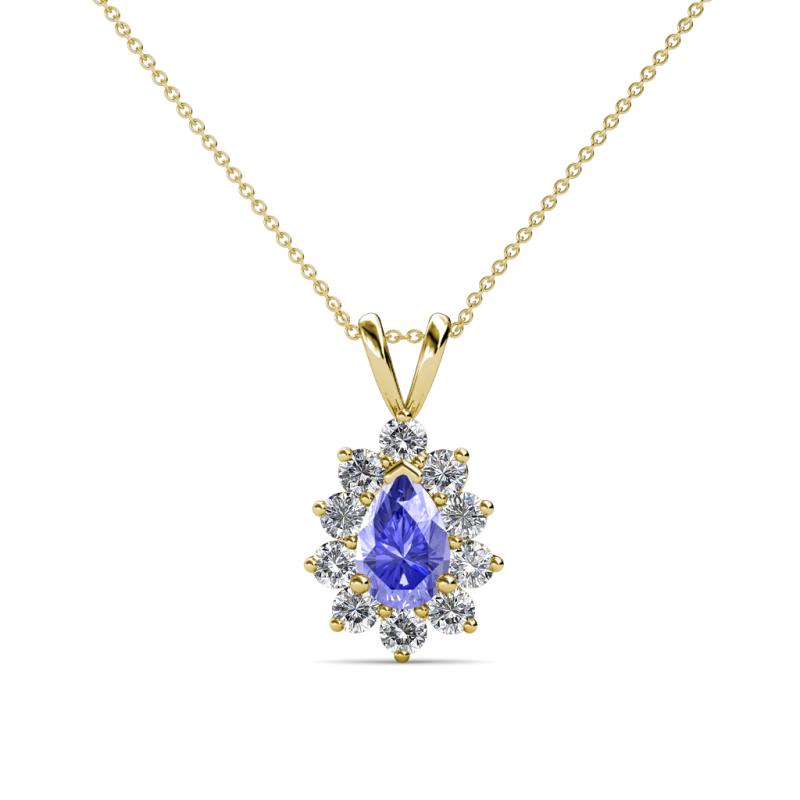 Giselle Tanzanite and Diamond Halo Pendant 