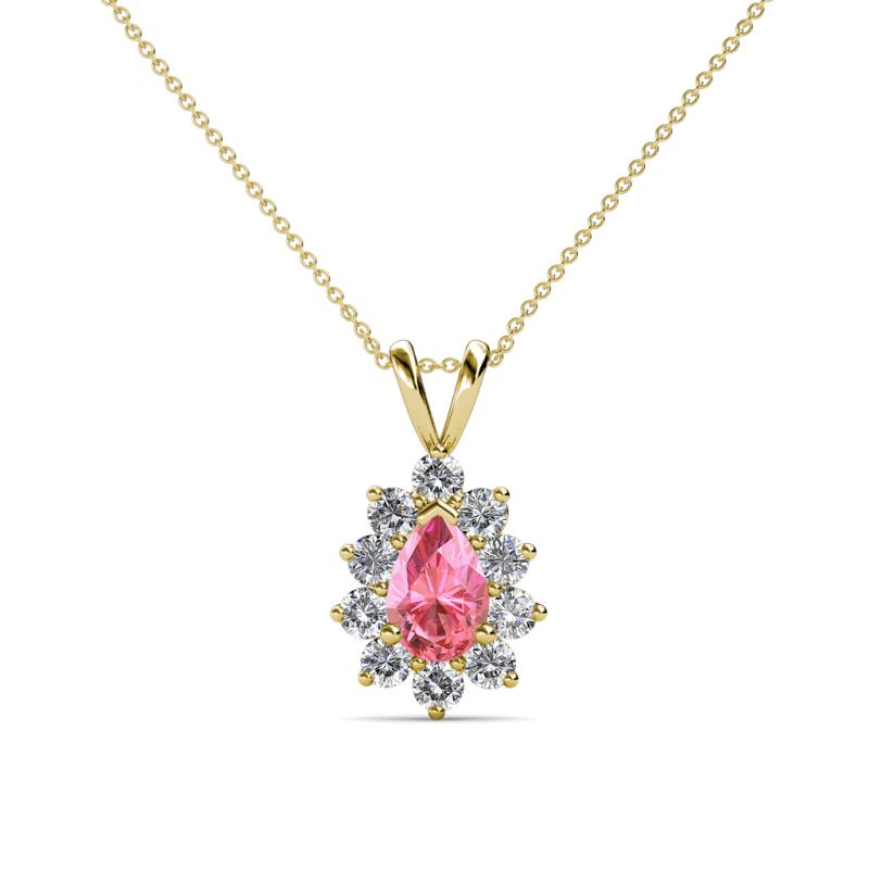 Giselle Pink Tourmaline and Diamond Halo Pendant 