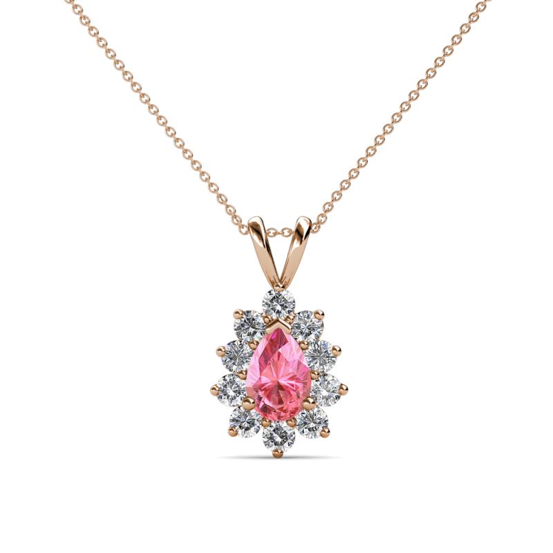 Giselle Pink Tourmaline and Diamond Halo Pendant 