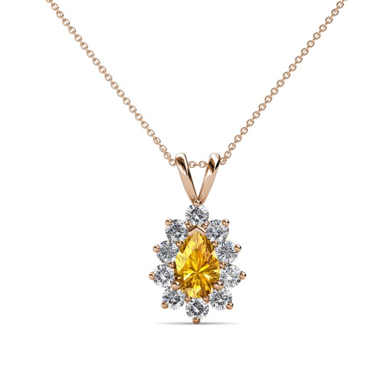 Giselle Citrine and Diamond Halo Pendant 