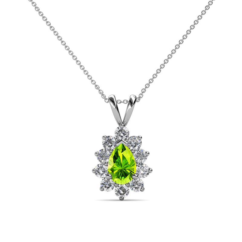 Giselle Peridot and Diamond Halo Pendant 