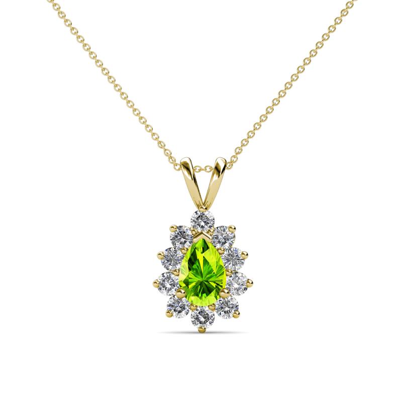 Giselle Peridot and Diamond Halo Pendant 
