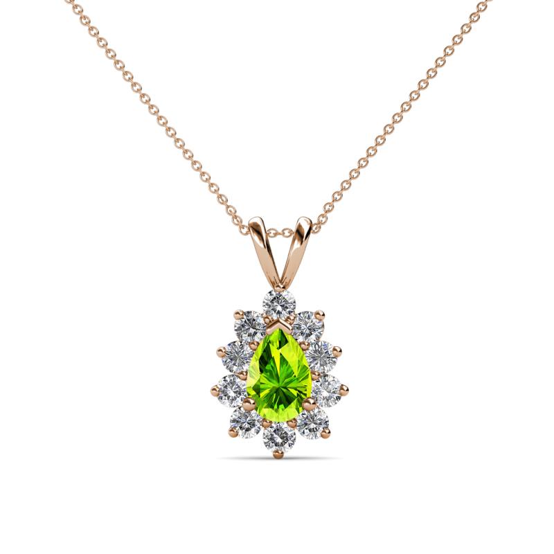 Giselle Peridot and Diamond Halo Pendant 