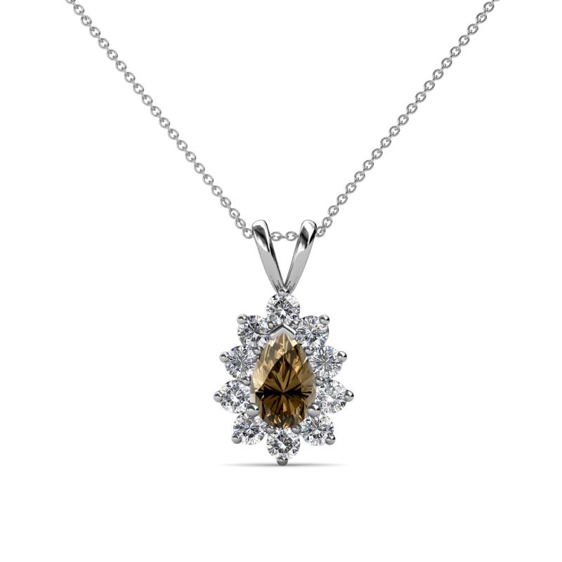 Giselle Smoky Quartz and Diamond Halo Pendant 