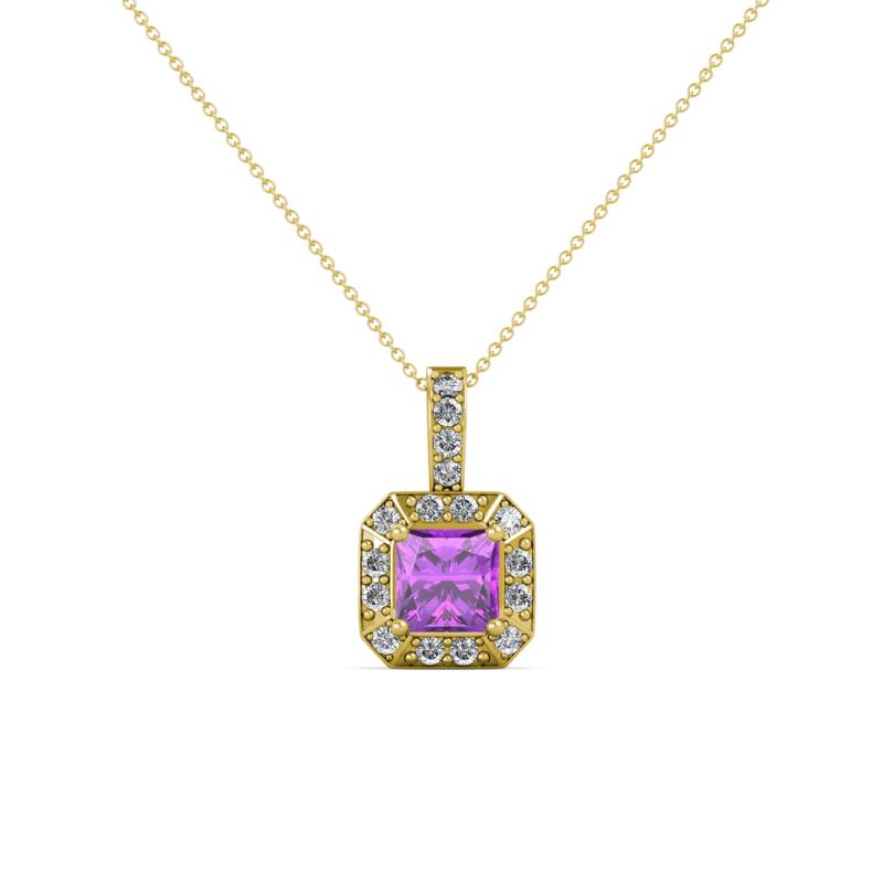 Kiani Amethyst and Diamond Halo Pendant 