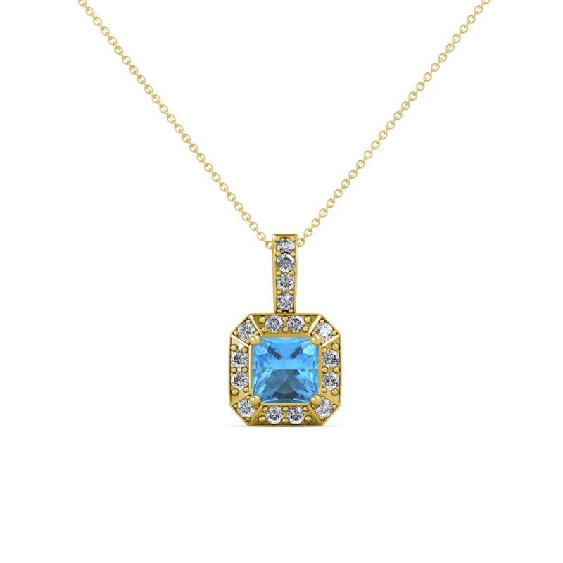 Kiani Blue Topaz and Diamond Halo Pendant 