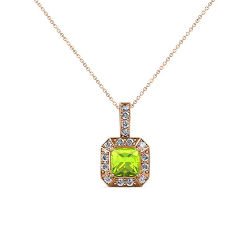 Kiani Peridot and Diamond Halo Pendant 