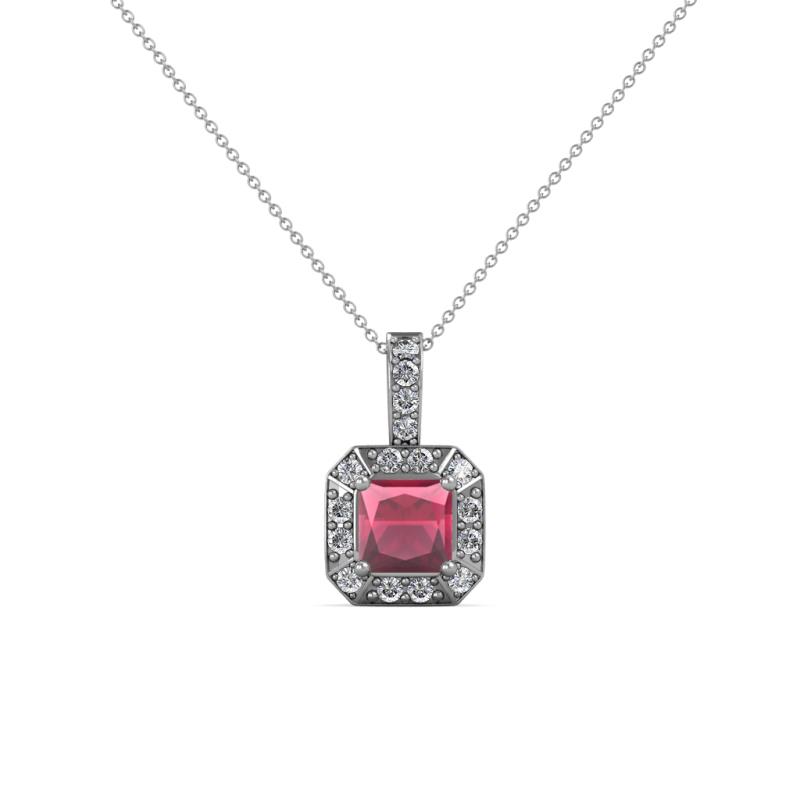 Kiani Rhodolite Garnet and Diamond Halo Pendant 
