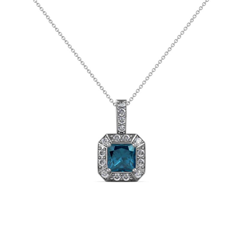 Kiani Blue and White Diamond Halo Pendant 