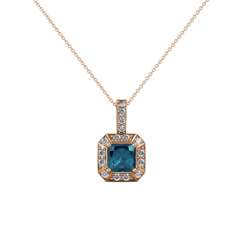 Kiani Blue and White Diamond Halo Pendant 