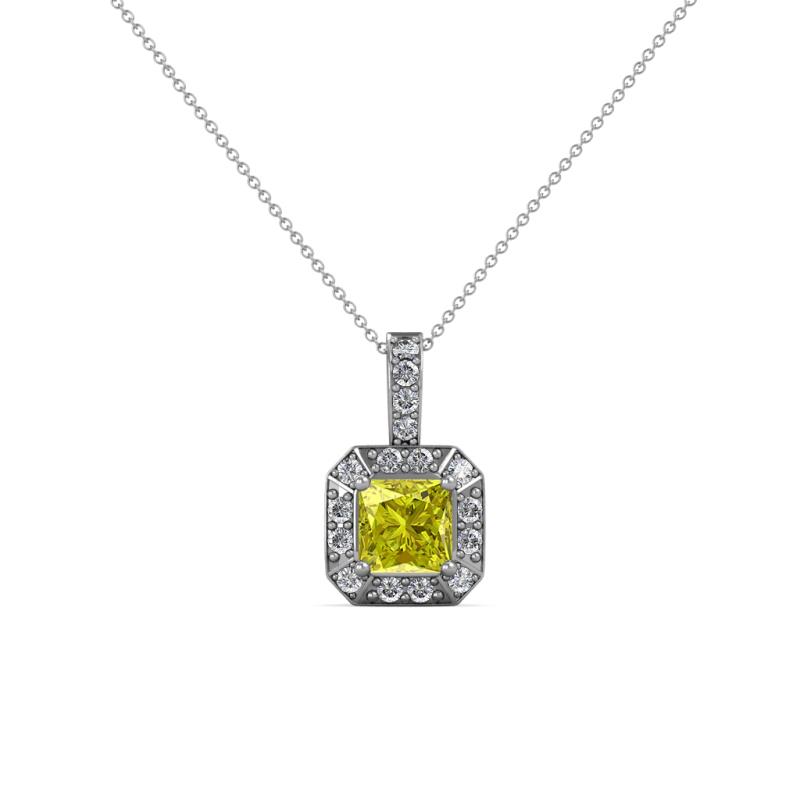 Kiani Yellow and White Diamond Halo Pendant 