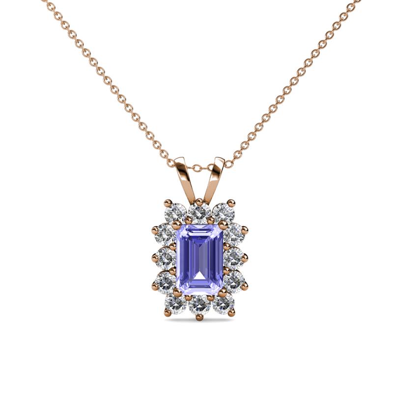 Xuan Tanzanite and Diamond Halo Pendant 