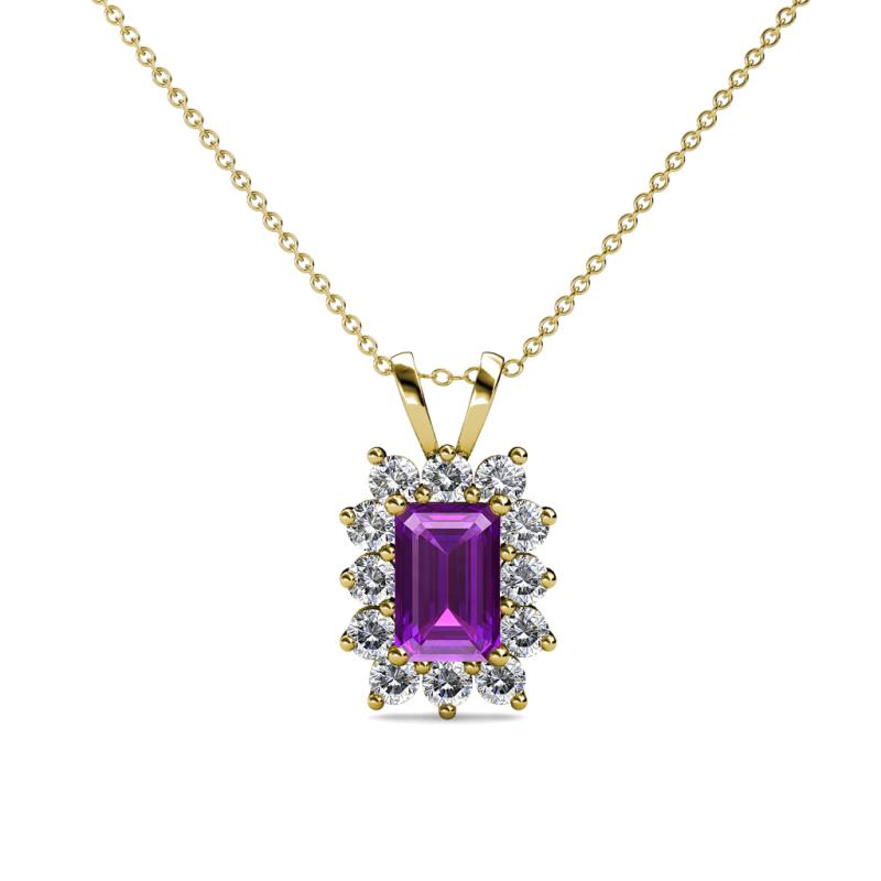 Xuan Amethyst and Diamond Halo Pendant 
