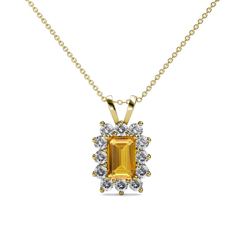 Xuan Citrine and Diamond Halo Pendant 