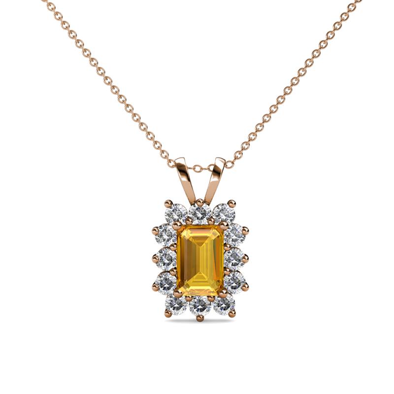 Xuan Citrine and Diamond Halo Pendant 