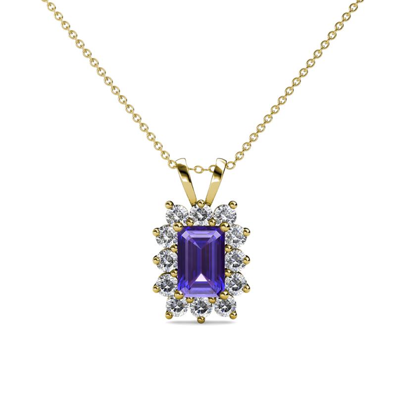 Xuan Iolite and Diamond Halo Pendant 