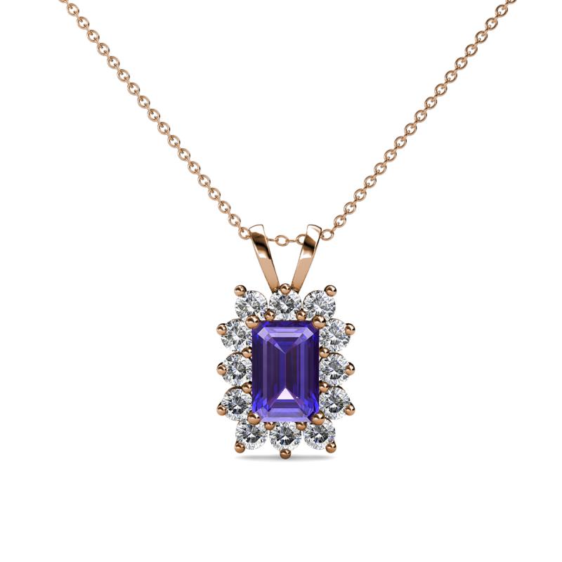 Xuan Iolite and Diamond Halo Pendant 