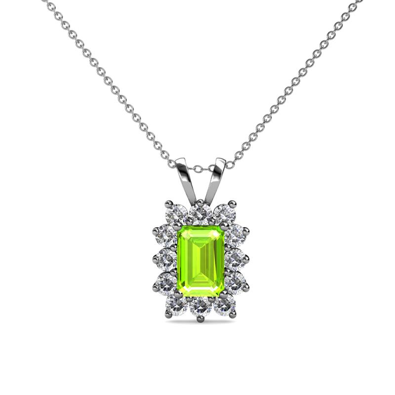 Xuan Peridot and Diamond Halo Pendant 