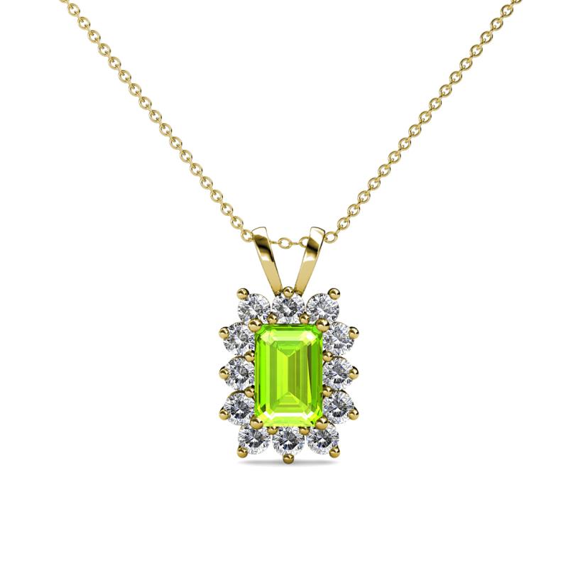 Xuan Peridot and Diamond Halo Pendant 