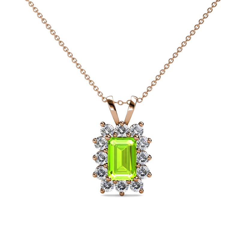 Xuan Peridot and Diamond Halo Pendant 