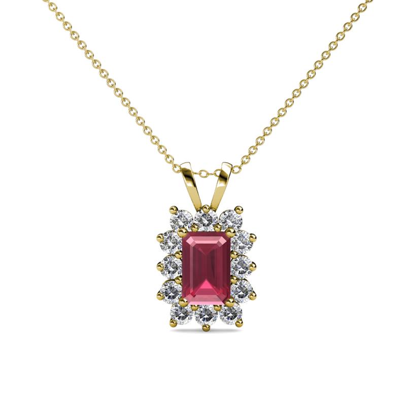 Xuan Rhodolite Garnet and Diamond Halo Pendant 
