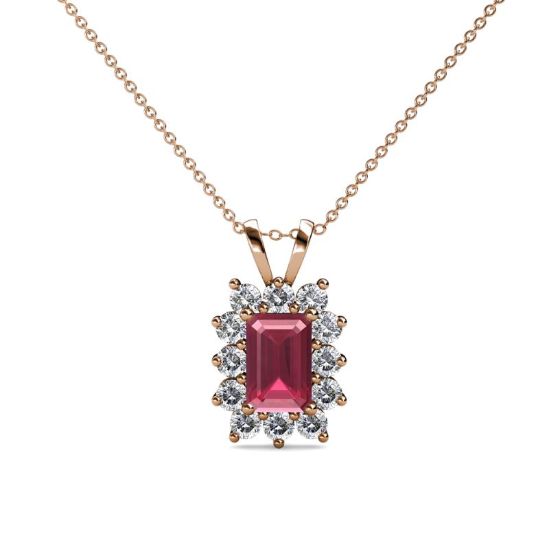 Xuan Rhodolite Garnet and Diamond Halo Pendant 