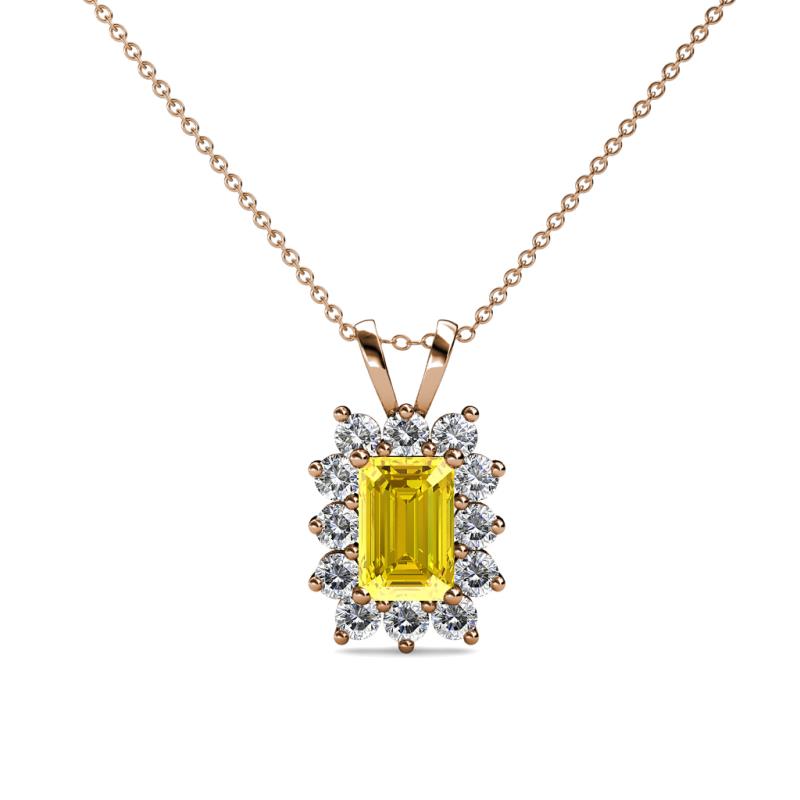 Xuan Yellow Sapphire and Diamond Halo Pendant 