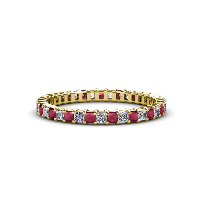 Allie 2.00 mm Rhodolite Garnet and Diamond Eternity Band 