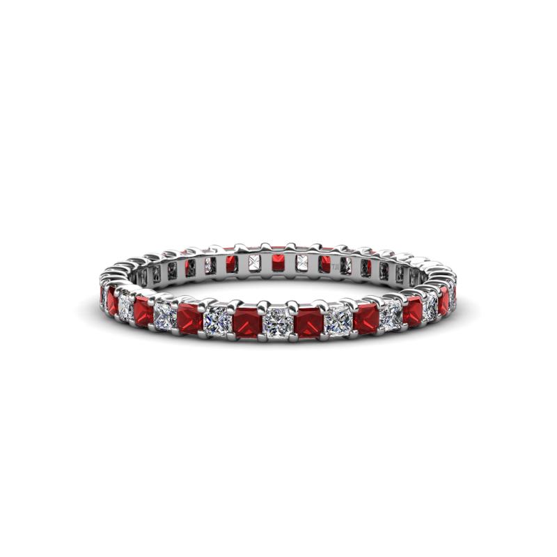 Allie 2.00 mm Red Garnet and Diamond Eternity Band 