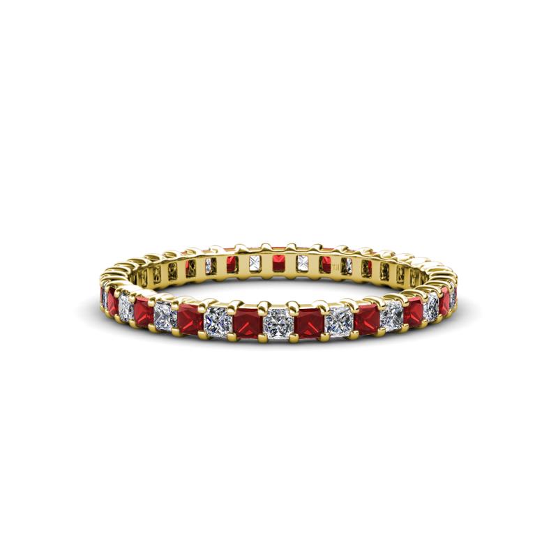 Allie 2.00 mm Red Garnet and Diamond Eternity Band 