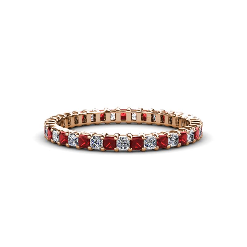 Allie 2.00 mm Red Garnet and Diamond Eternity Band 