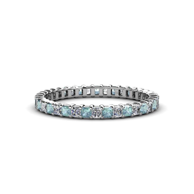 Allie 2.00 mm Aquamarine and Diamond Eternity Band 