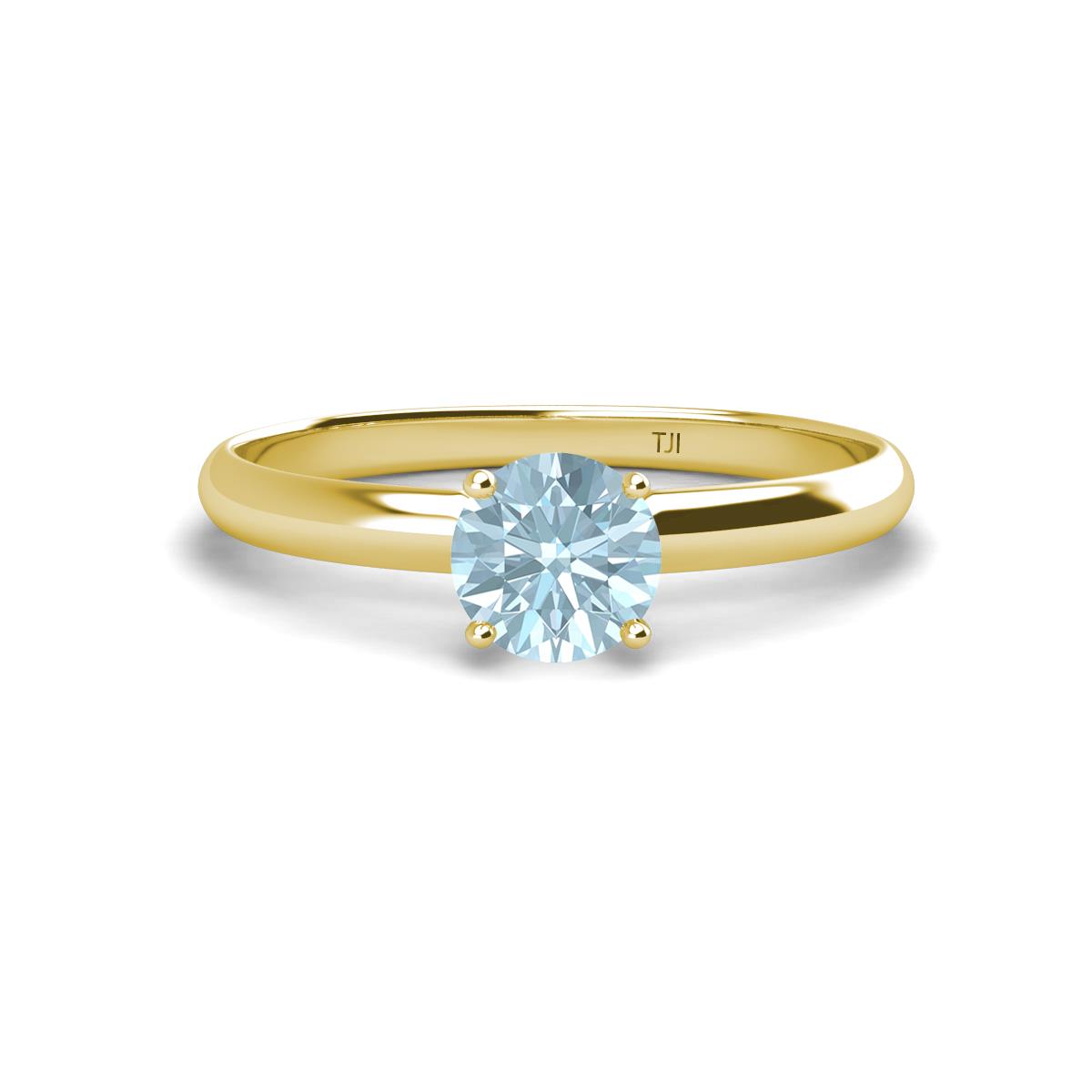 Solus Round Aquamarine Solitaire Engagement Ring  