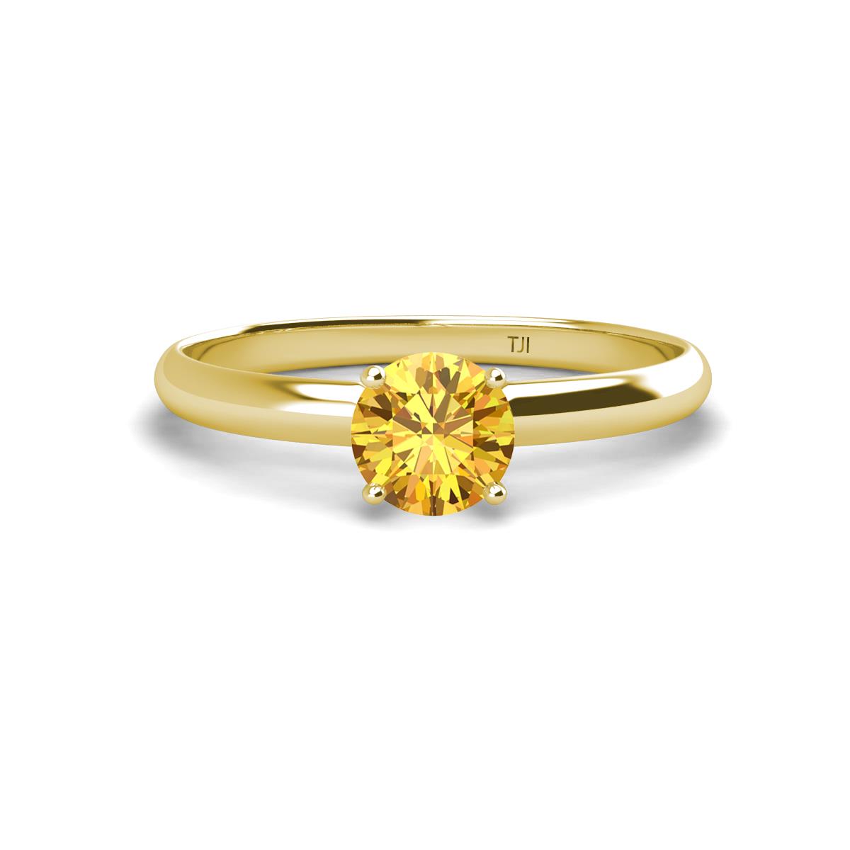 Solus Round Citrine Solitaire Engagement Ring  