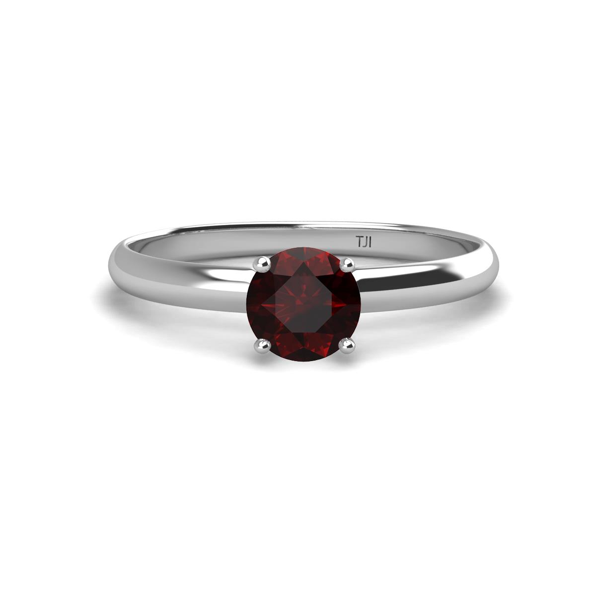 Solus Round Red Garnet Solitaire Engagement Ring  