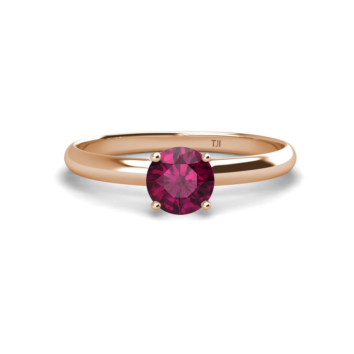 Solus Round Rhodolite Garnet Solitaire Engagement Ring  
