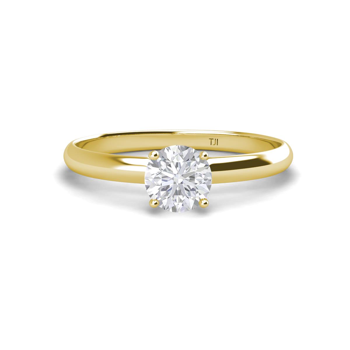 Solus Round White Sapphire Solitaire Engagement Ring  