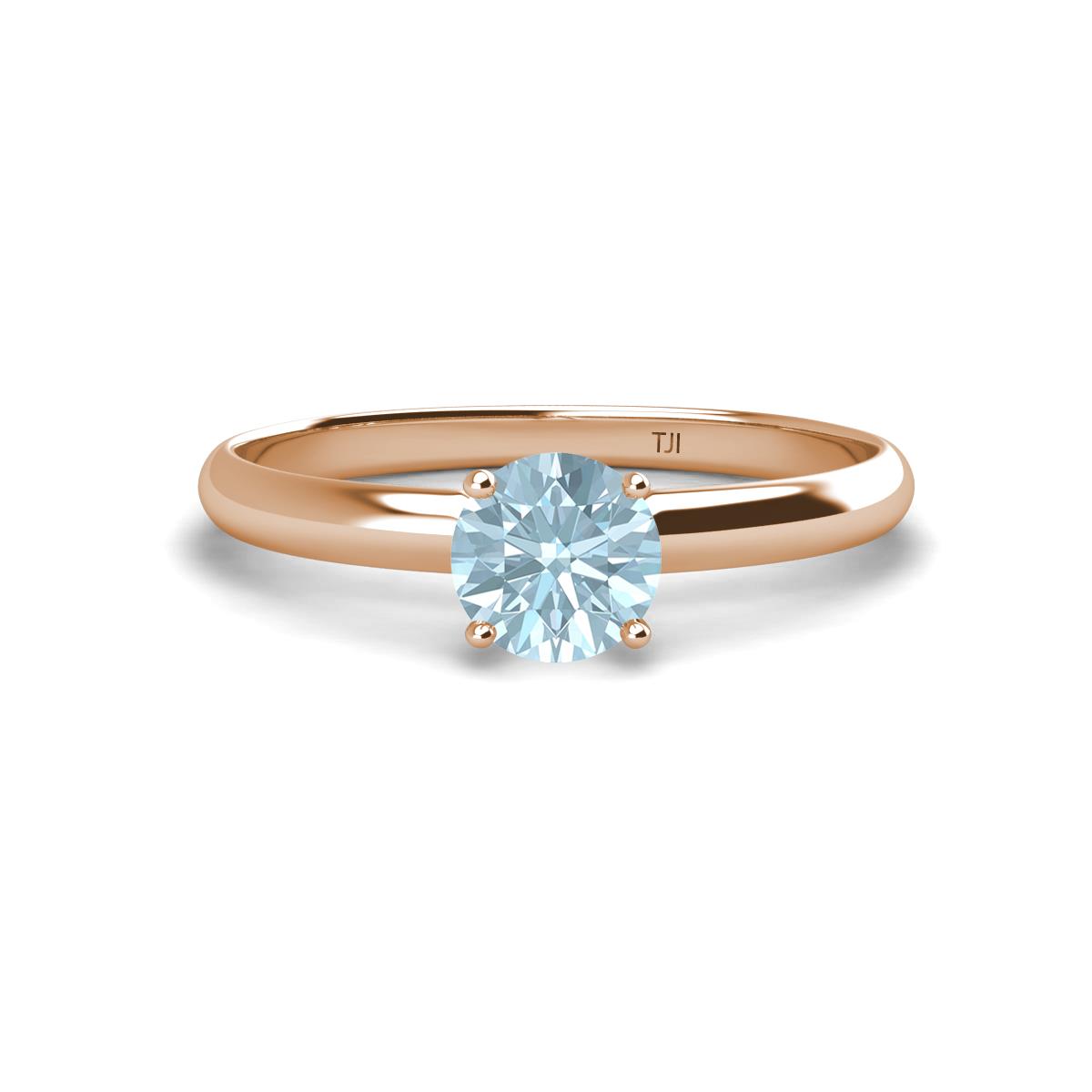 Solus Round Aquamarine Solitaire Engagement Ring  