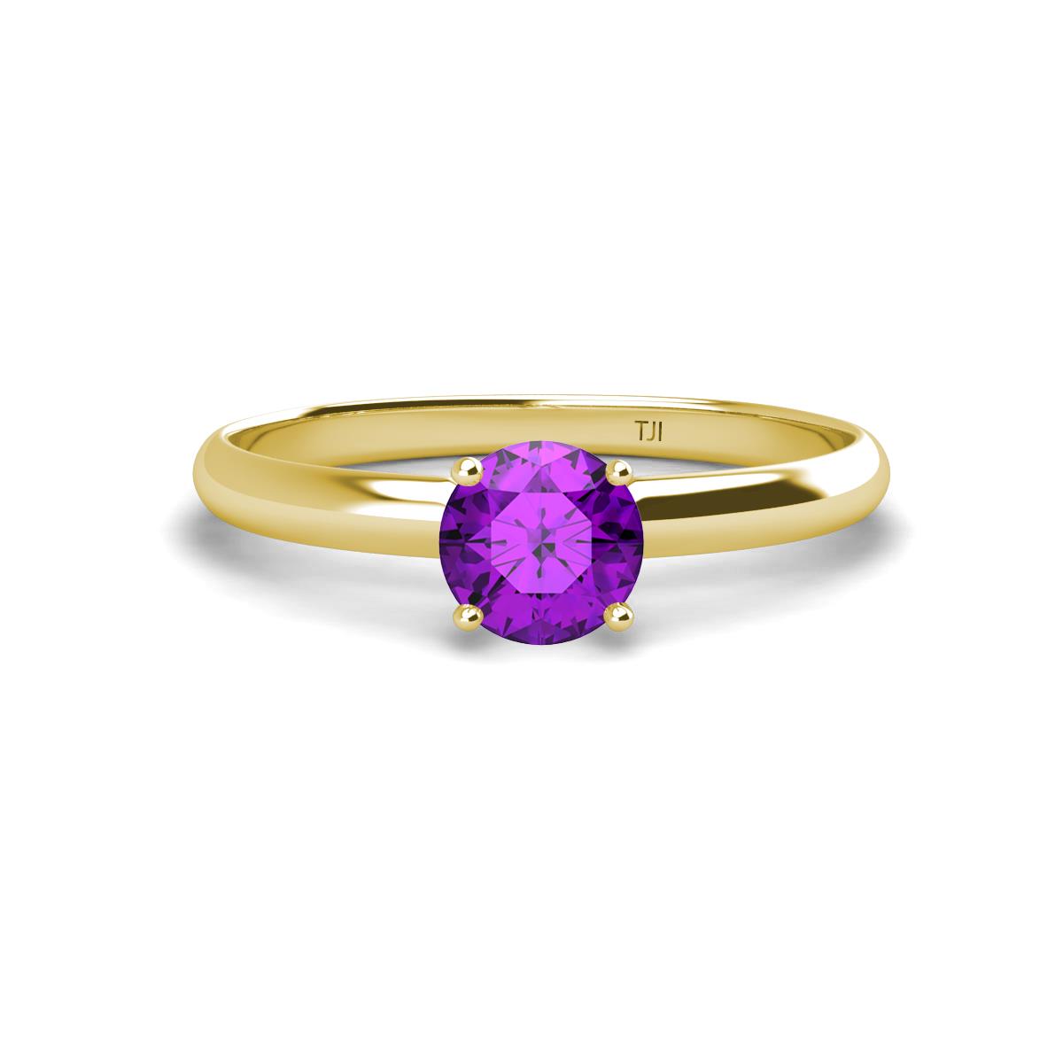 Solus Round Amethyst Solitaire Engagement Ring  