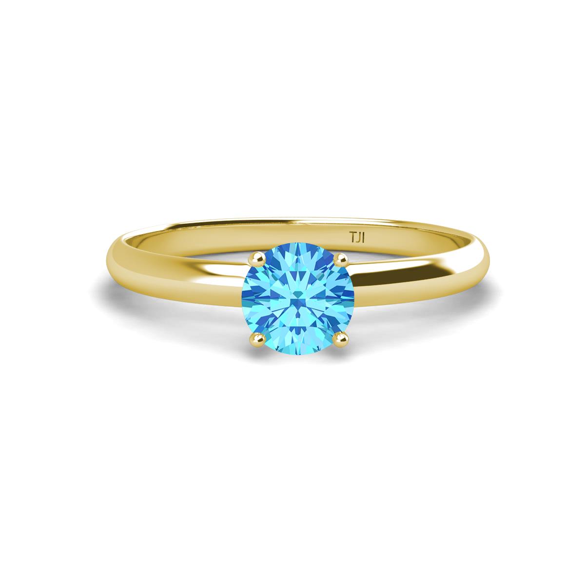 Solus Round Blue Topaz Solitaire Engagement Ring  