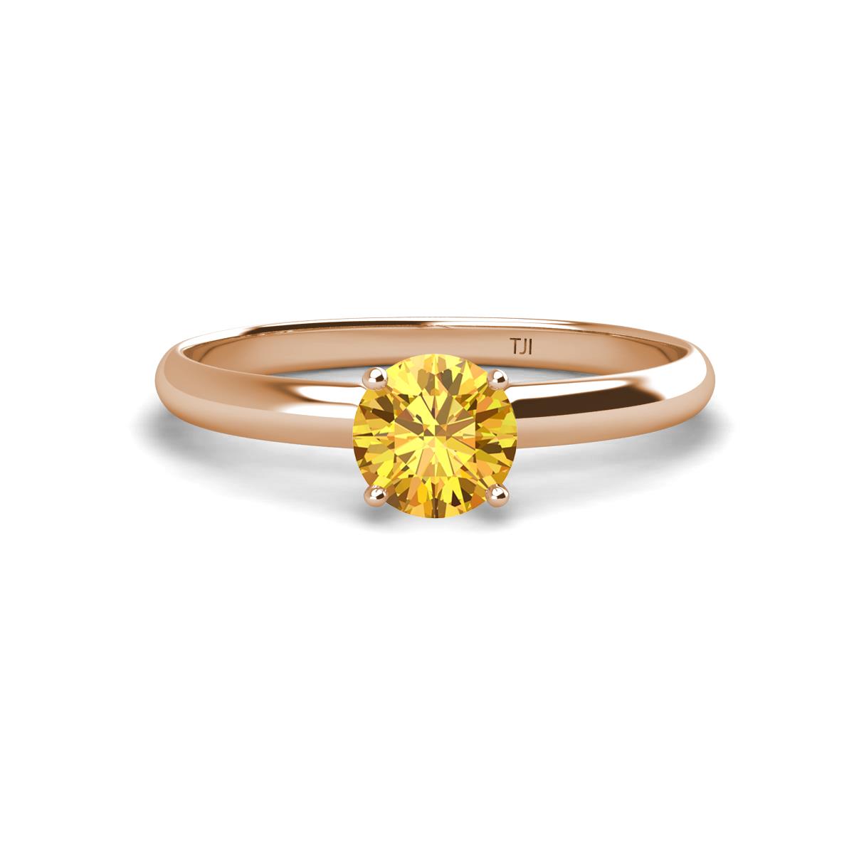 Solus Round Citrine Solitaire Engagement Ring  