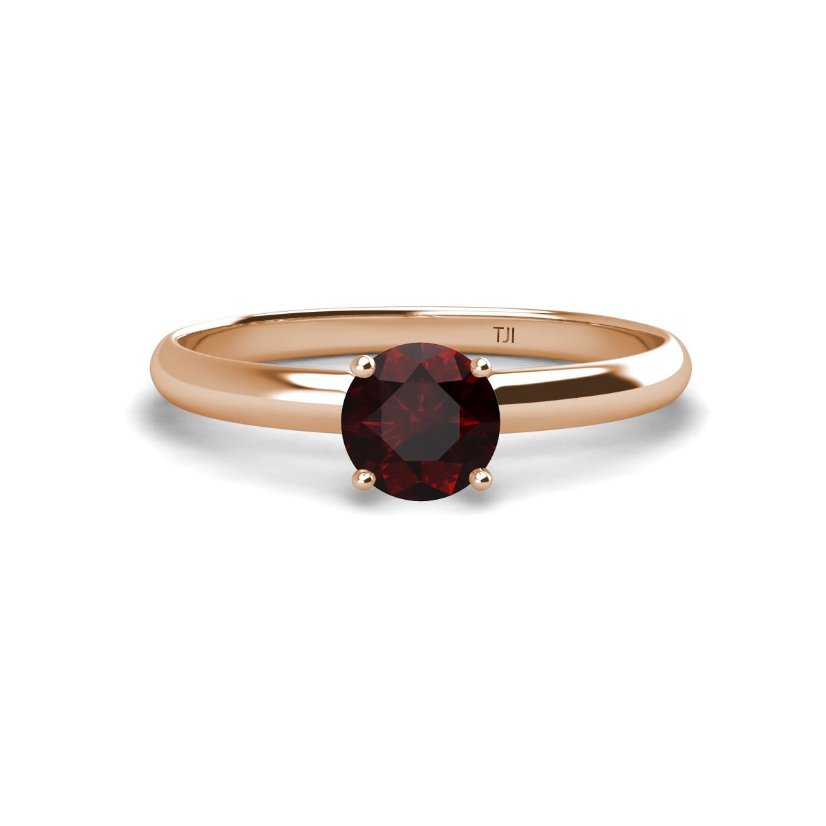 Solus Round Red Garnet Solitaire Engagement Ring  