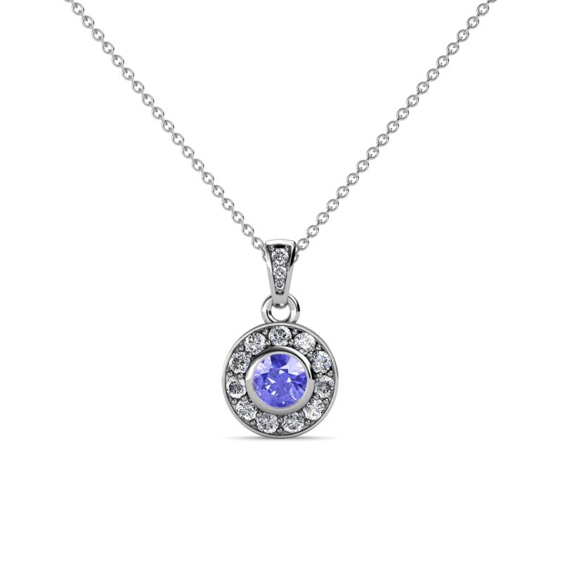 Aazia Tanzanite and Diamond Circle Halo Pendant 